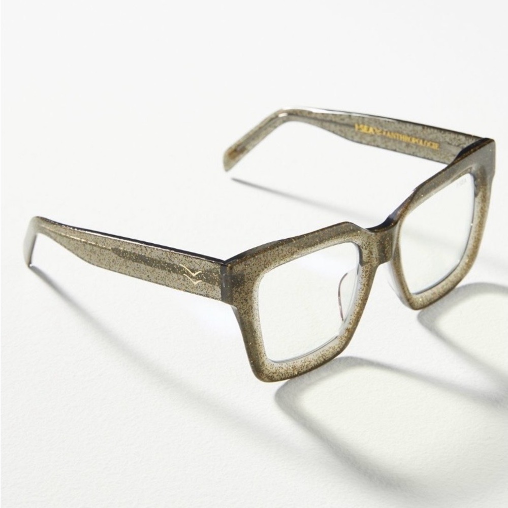 Katherine Pierce Gold Glitter Square Frame Glasses